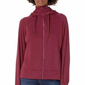 Danskin womens Double Collar Full Zip HoodedJacket